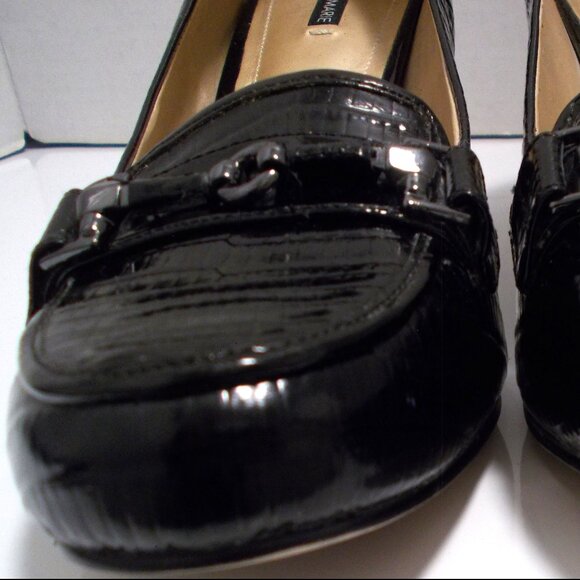 Alex Marie Black Patent Leather Loafer Style Women's 3" High Heels, Size 10M - Picture 4 of 11